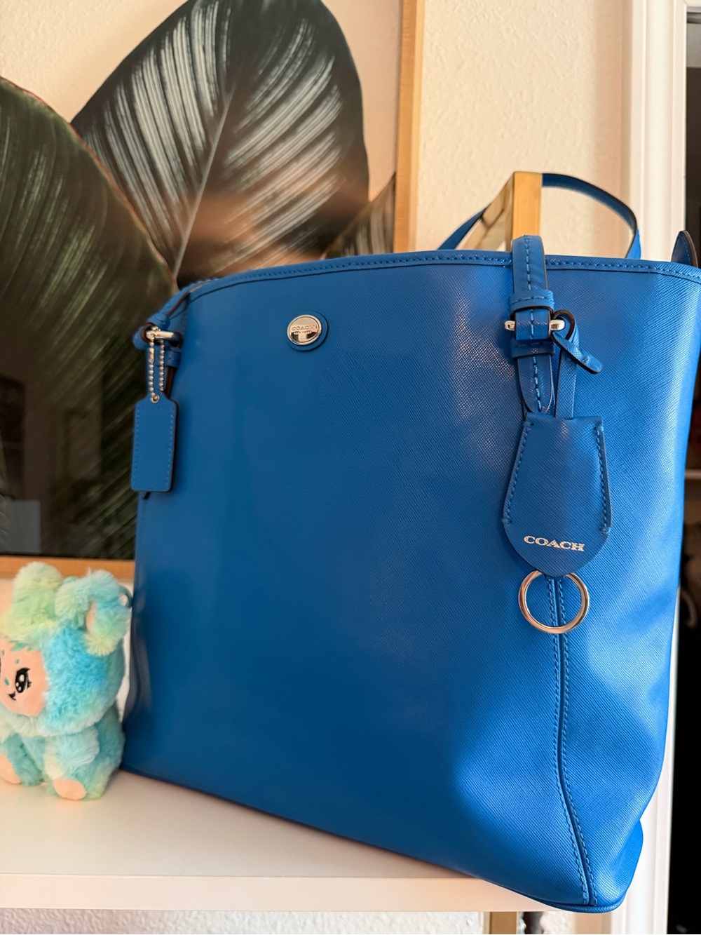 π Coach City Tote F27849 Bright Blue Saffiano Leather Shoulder Bag π - Picture 12 of 16